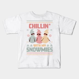 Retro Frosty Trio: Chillin' with My Snowmies Kids T-Shirt